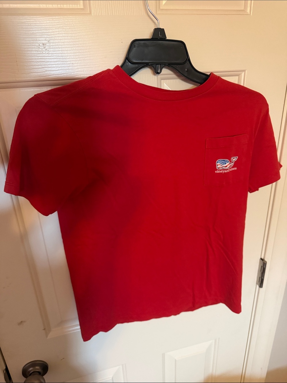 Vineyard Vines Kids Red Short Sleeve Pocket Tee with Whale Patch